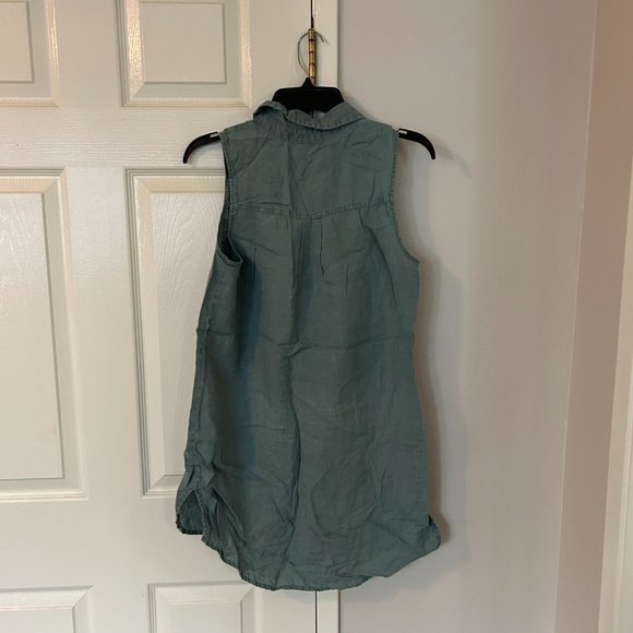 Forever 21 Button-Down Sage Green Linen Dress Size XXS-XS - Picture 2 of 3
